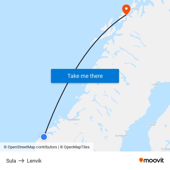 Sula to Lenvik map