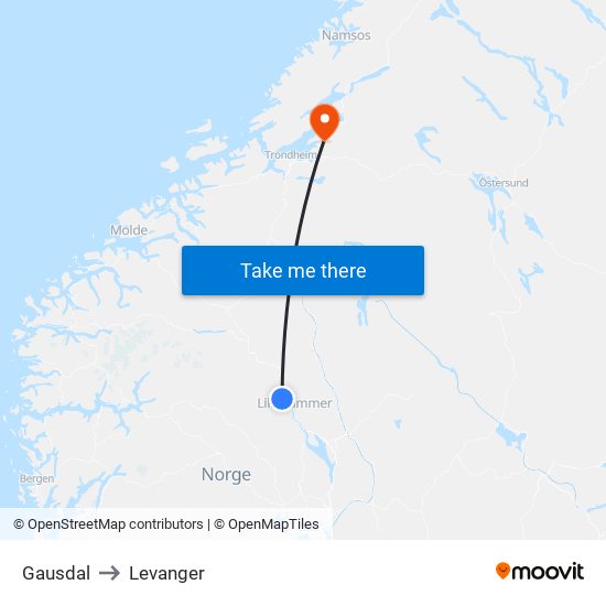 Gausdal to Levanger map