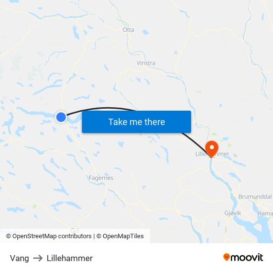 Vang to Lillehammer map