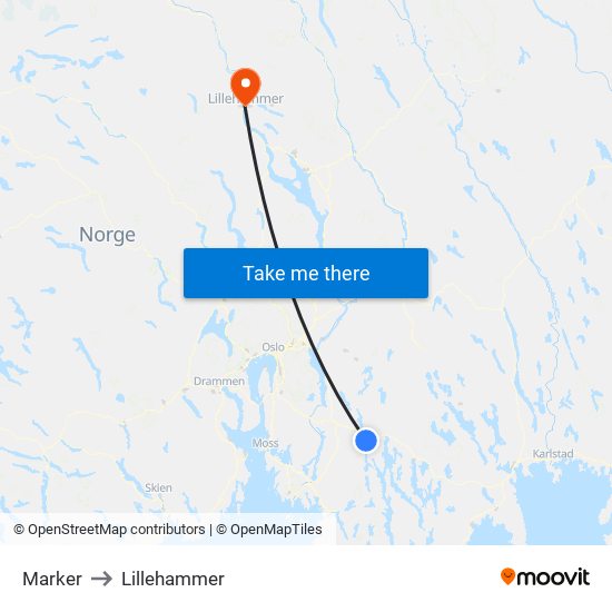 Marker to Lillehammer map