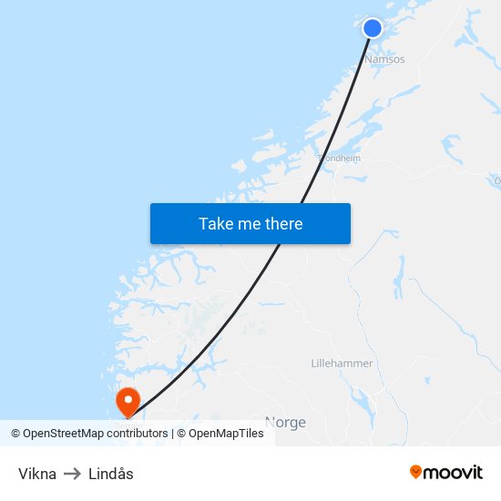 Vikna to Lindås map