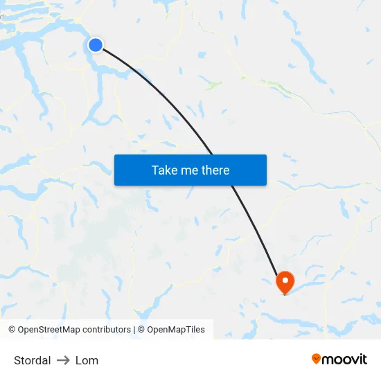 Stordal to Lom map