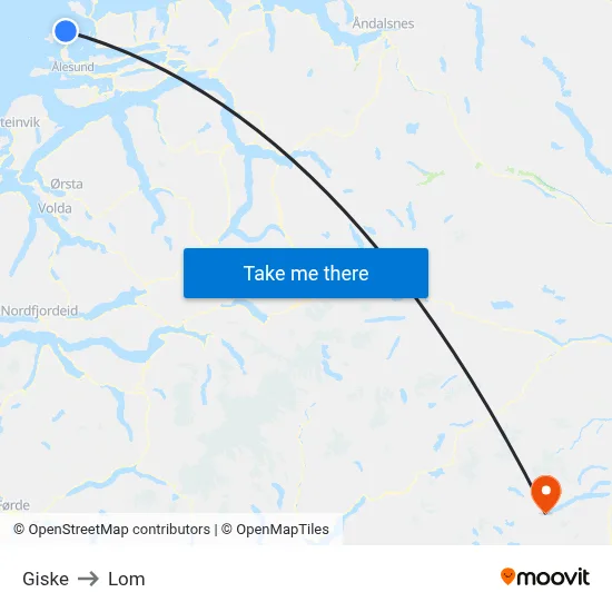 Giske to Lom map