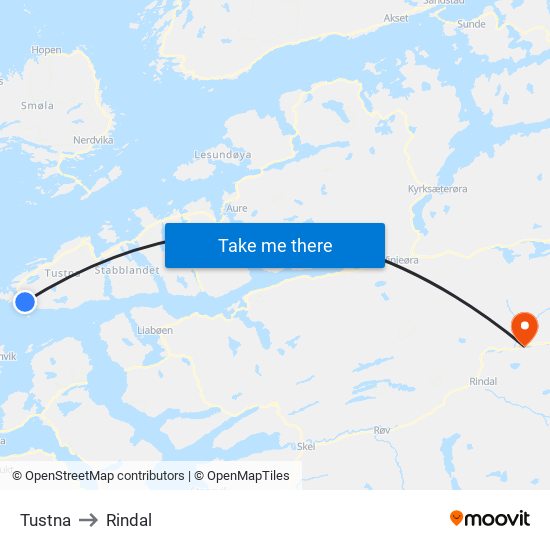 Tustna to Rindal map