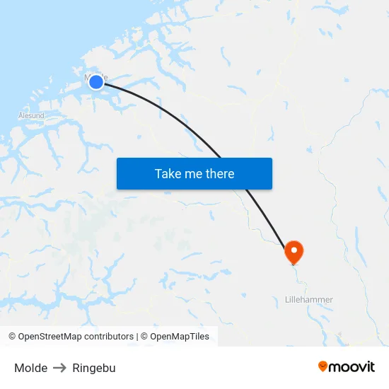 Molde to Ringebu map