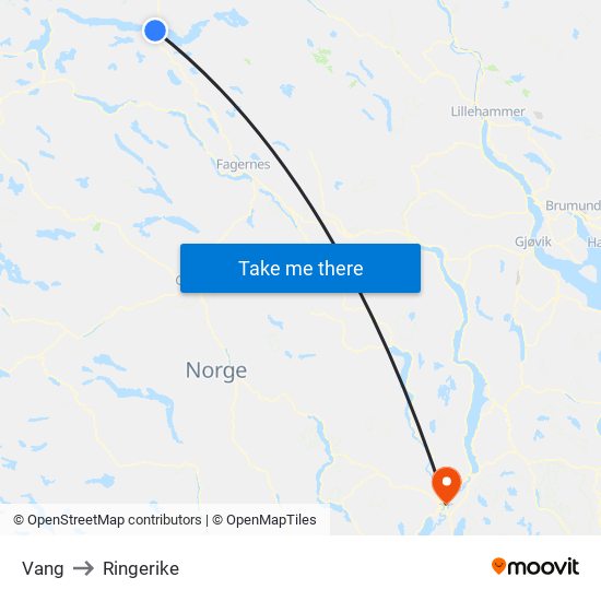 Vang to Ringerike map