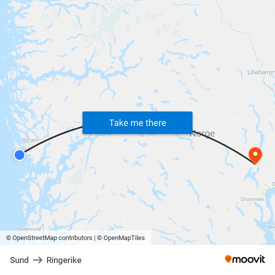 Sund to Ringerike map