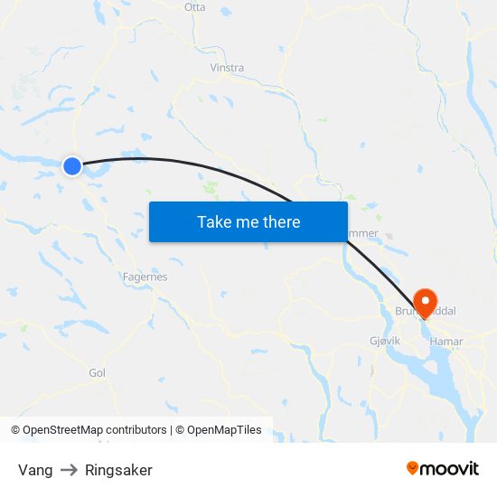 Vang to Ringsaker map