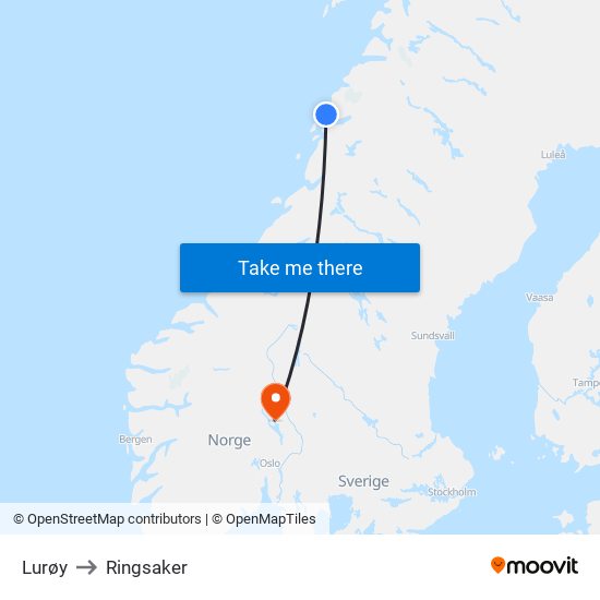 Lurøy to Ringsaker map