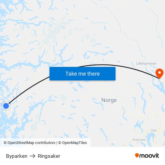 Byparken to Ringsaker map