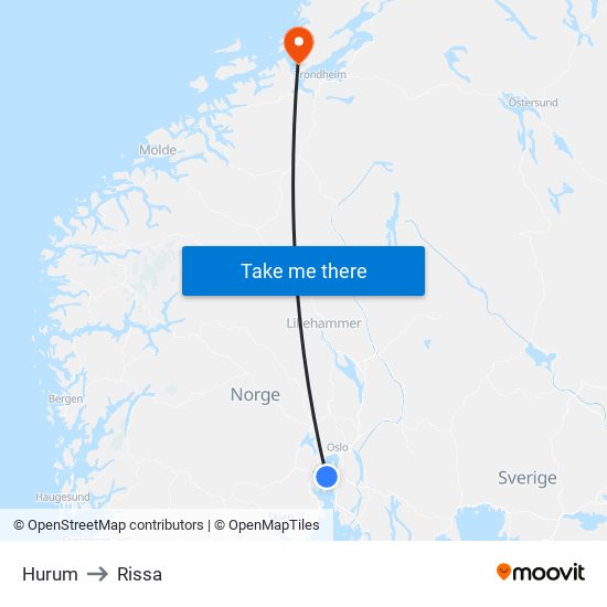 Hurum to Rissa map