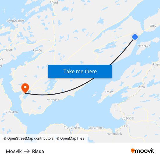 Mosvik to Rissa map
