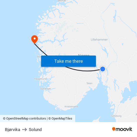 Bjørvika to Solund map