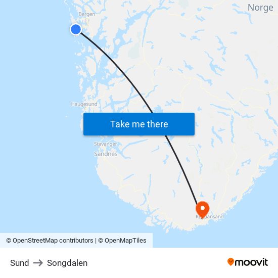 Sund to Songdalen map