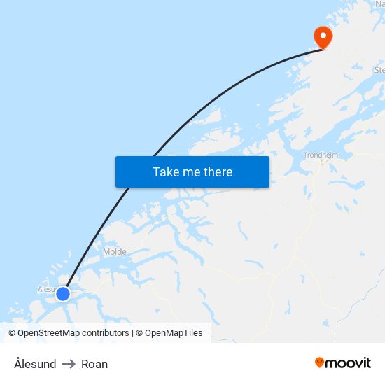 Ålesund to Roan map