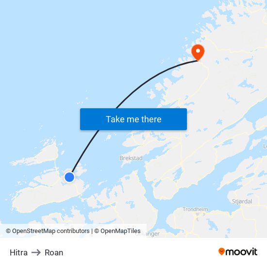 Hitra to Roan map
