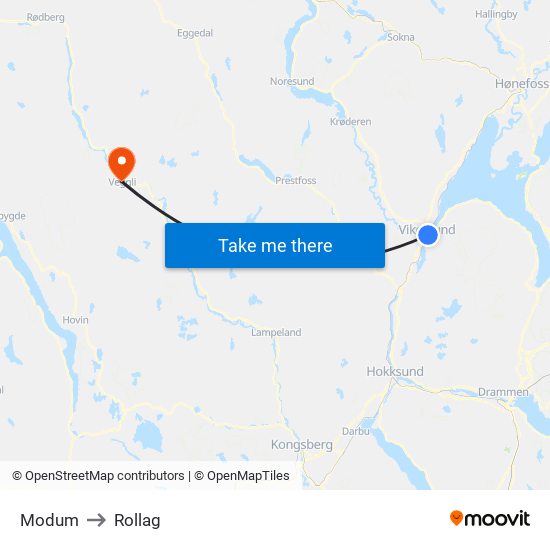 Modum to Rollag map