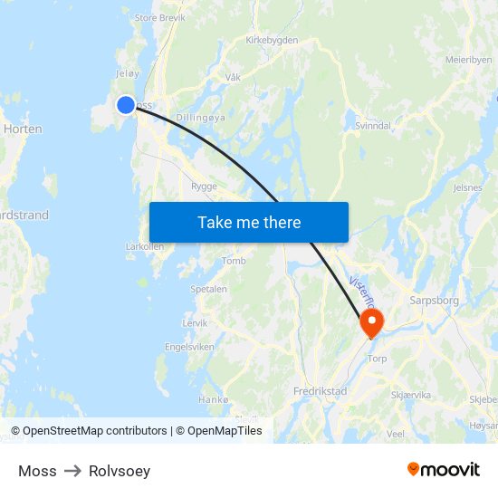 Moss to Rolvsoey map