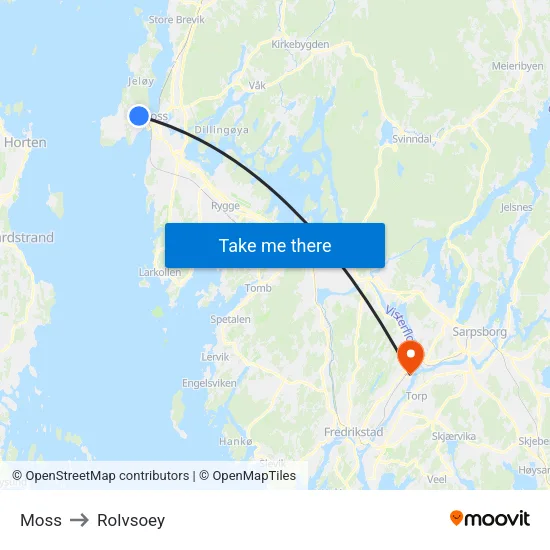 Moss to Rolvsoey map