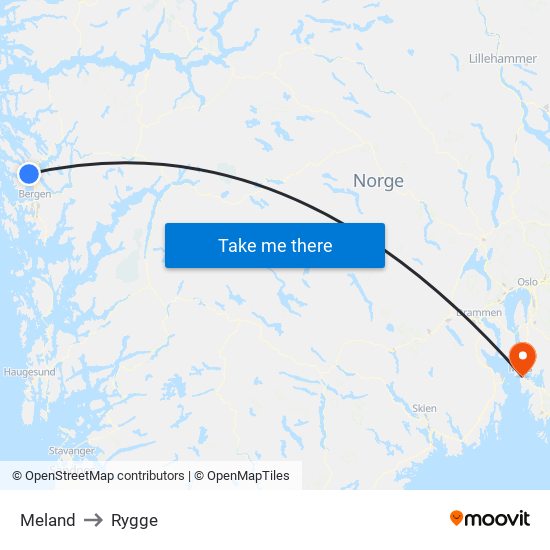 Meland to Rygge map