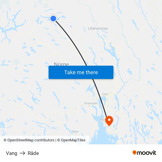 Vang to Råde map