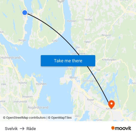 Svelvik to Råde map