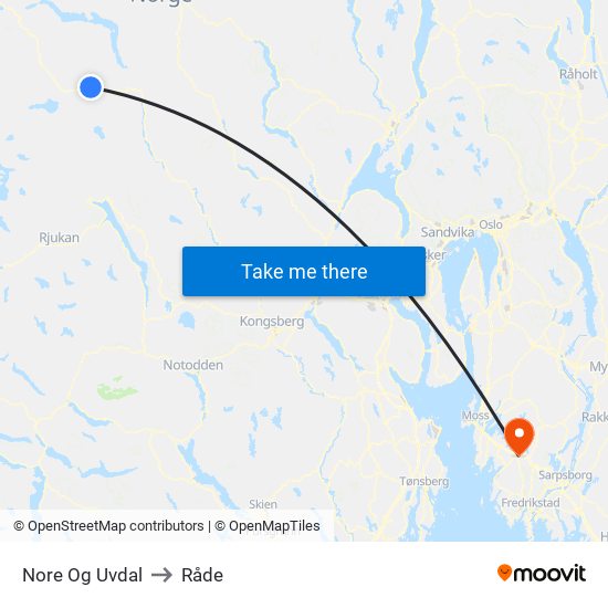 Nore Og Uvdal to Råde map