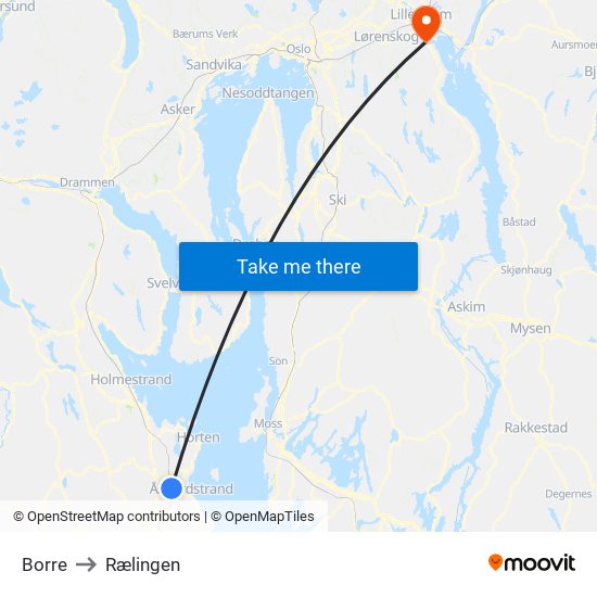 Borre to Rælingen map