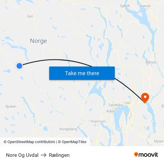 Nore Og Uvdal to Rælingen map
