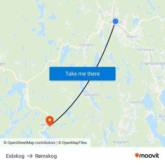 Eidskog to Rømskog map