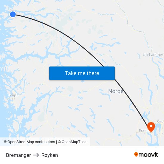 Bremanger to Røyken map