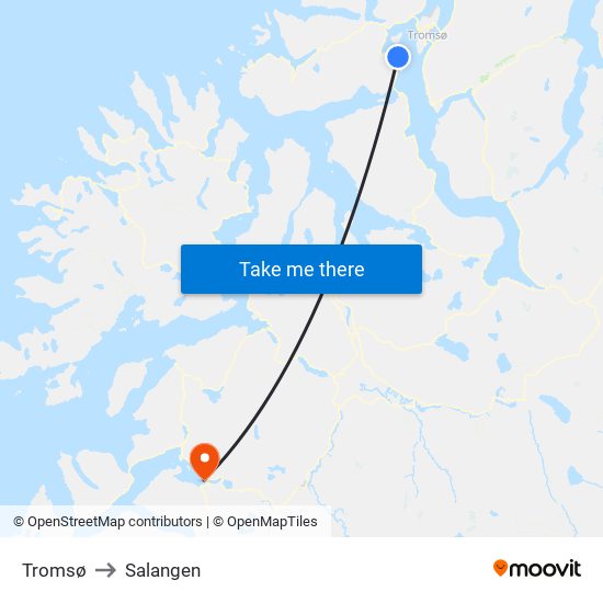 Tromsø to Salangen map