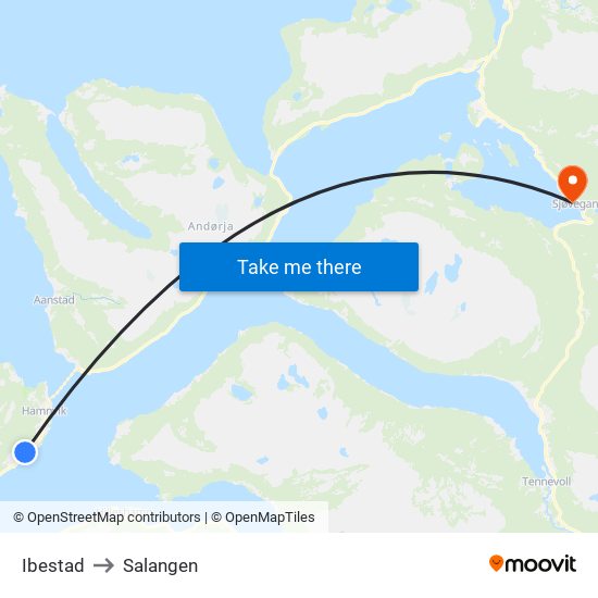 Ibestad to Salangen map