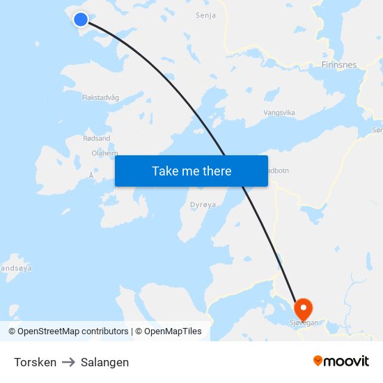 Torsken to Salangen map