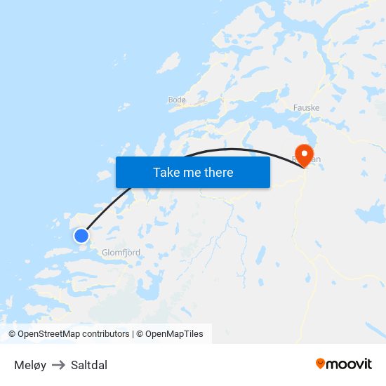 Meløy to Saltdal map