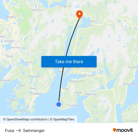 Fusa to Samnanger map