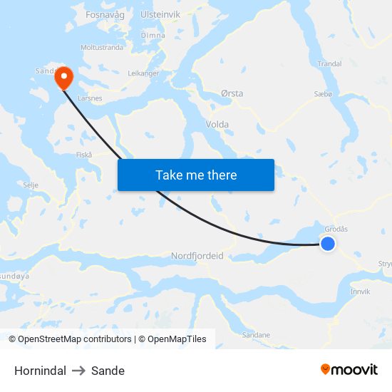 Hornindal to Sande map