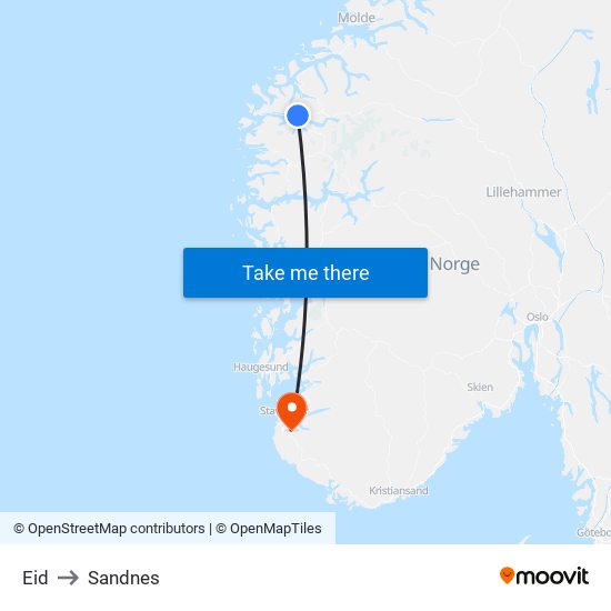 Eid to Sandnes map