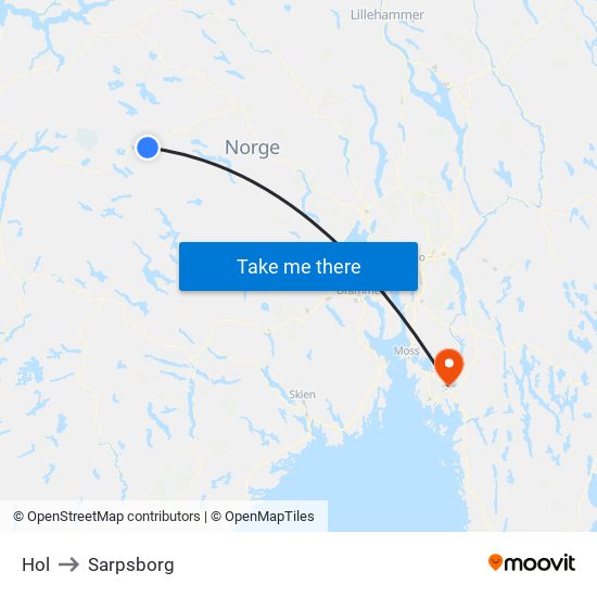 Hol to Sarpsborg map