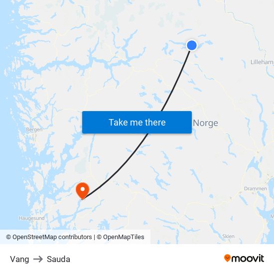 Vang to Sauda map