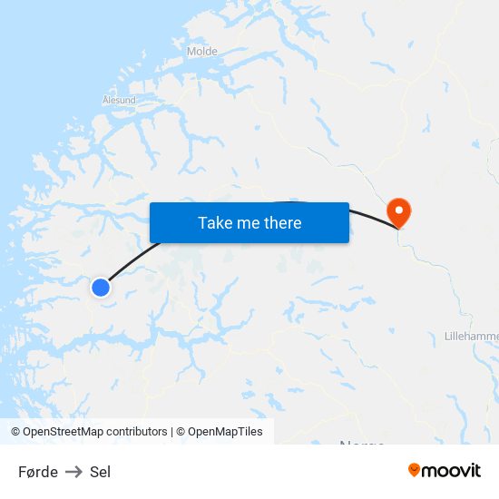 Førde to Sel map