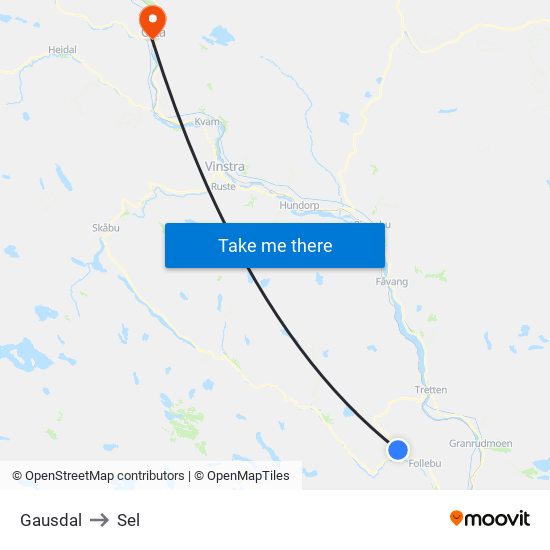 Gausdal to Sel map