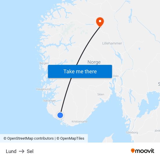 Lund to Sel map