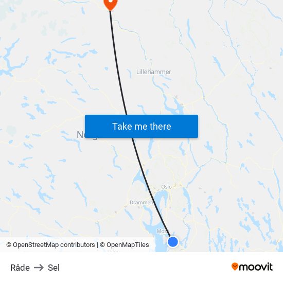 Råde to Sel map