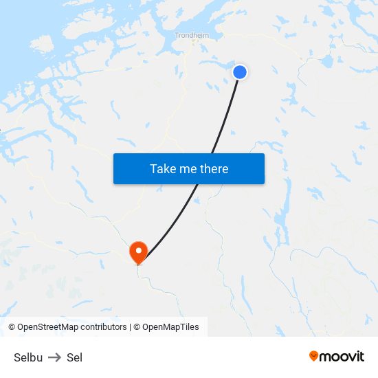 Selbu to Sel map