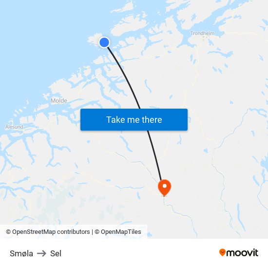 Smøla to Sel map