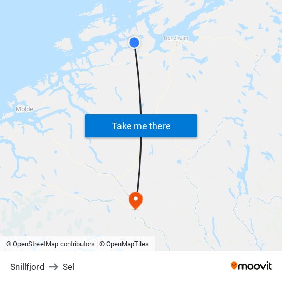 Snillfjord to Sel map