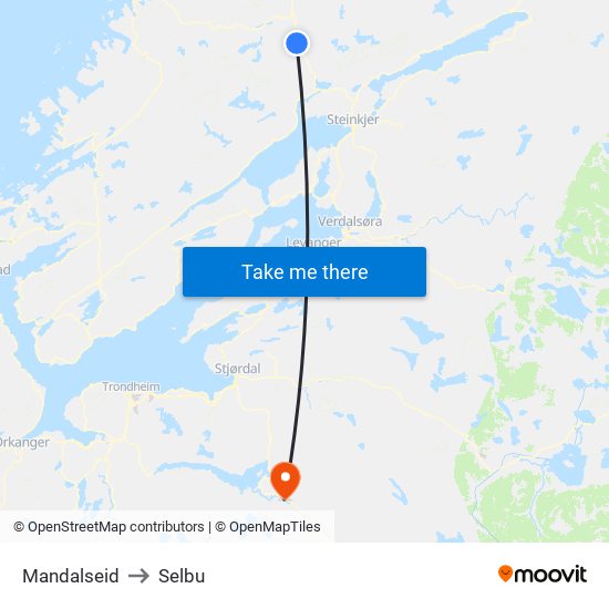 Mandalseid to Selbu map