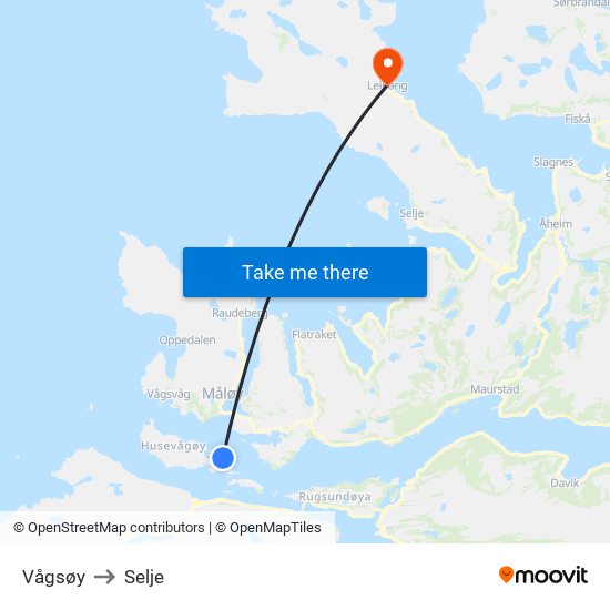 Vågsøy to Selje map