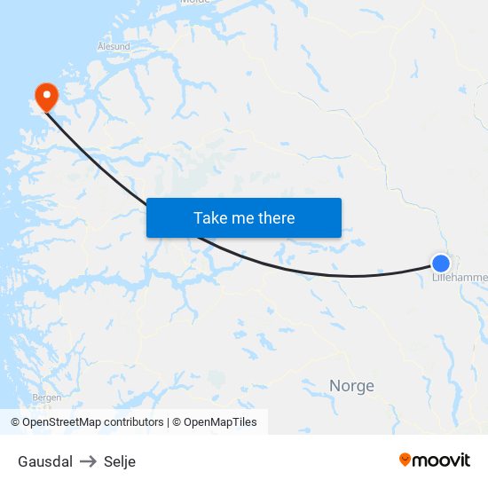 Gausdal to Selje map